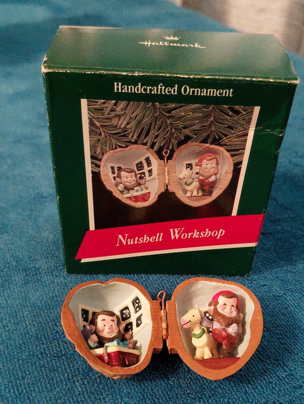 Vintage Hallmark Brown Nutshell Workshop Miniature Ornament. New In Box 1989